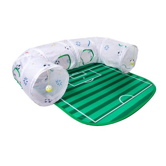 Football Field Cat Tunnel Mat Set Foldable Large Interactive Cat Play Mat