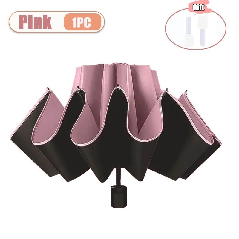 1Pc Manual Folding Umbrella Large Double Size Uv Protection Sun Rain Resistant Compact Shade Sunny And Rainy Umbrella