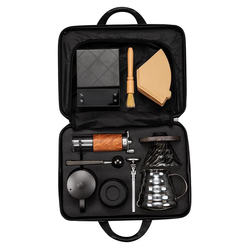 Hand Brewed Coffee Utensils Set Gift Box Outdoor Portable Storage Hand Ground Coffee Pot Set Coffee Accessories