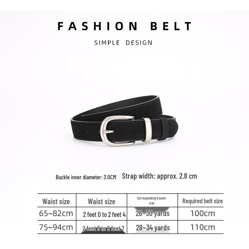 Women's Versatile Suede Leather Belt with Pin Buckle - High-End Light Luxury Fashion Accessory for Jeans