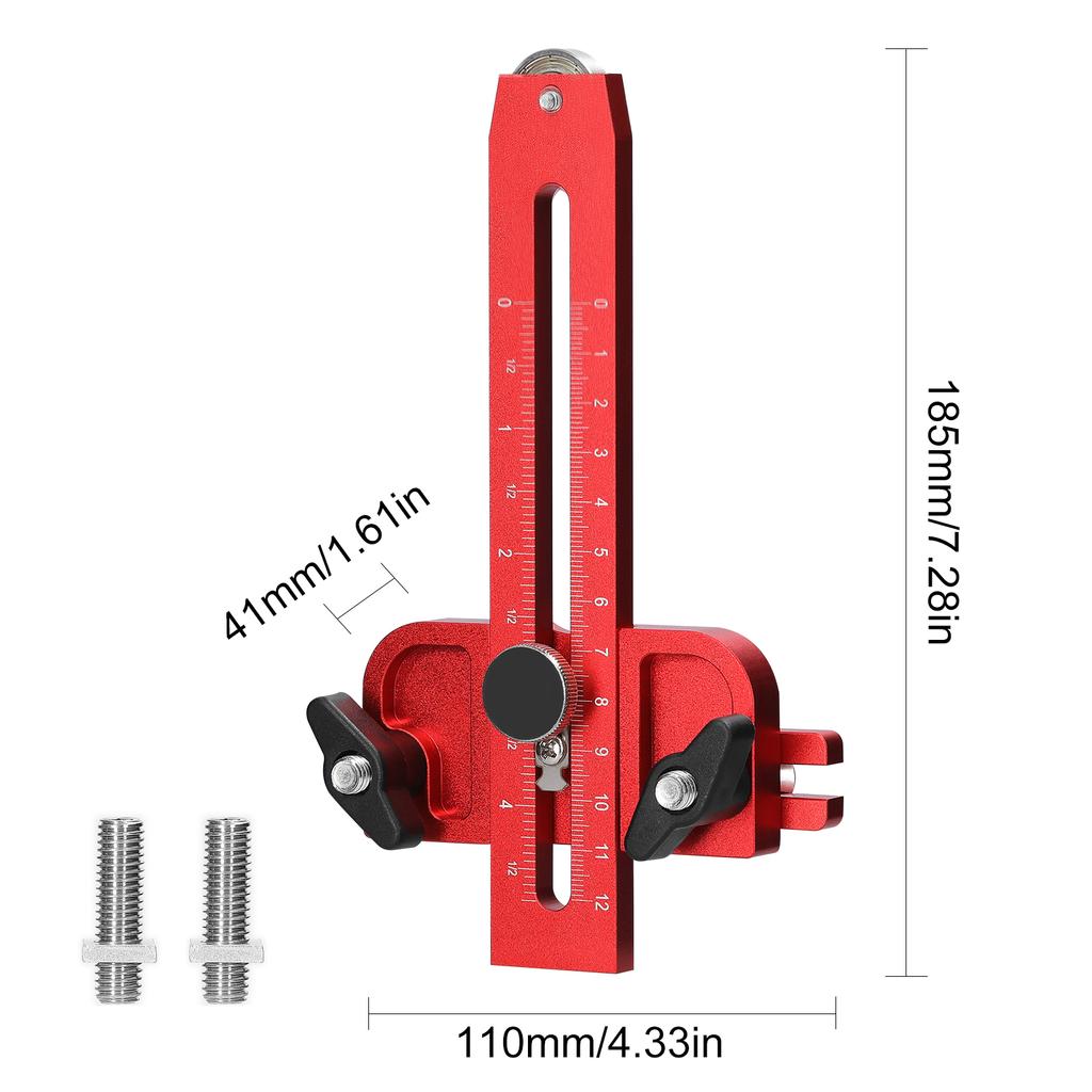 Precision Marking T-Ruler Aluminum Alloy Woodworking Scribe Marking Gauge Deluxe Crossed-out Hole Scribing Ruler Measuring Tools
