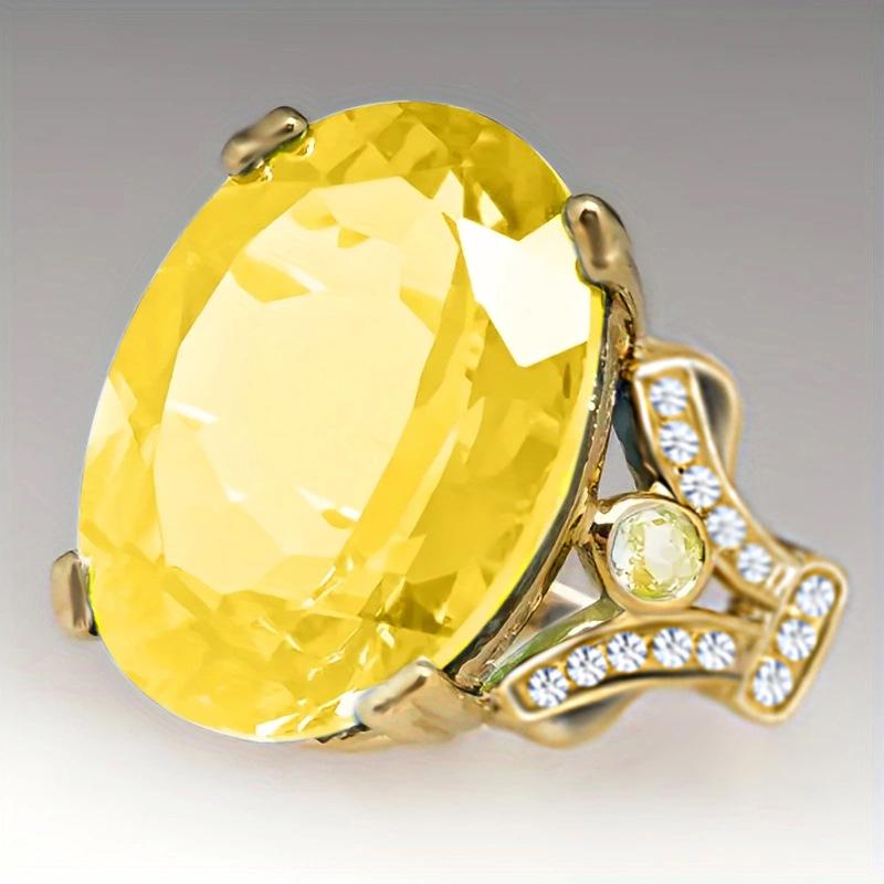European Fashion Zircon Alloy Diamond Ring – High-End Light Luxury Style Size 13 жёлтый