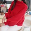 Women's Plus-Size Turtleneck Short-Sleeve Lantern-Sleeve Pullover Sweater Korean-Style Thickened Loose Puff-Sleeve Knitted Batwing Top
