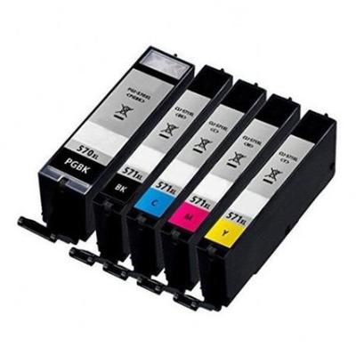 Packs 5 Compatible Ink Cartridges for Canon 570-571XL Black and Color Compatible Pixma MG 6852