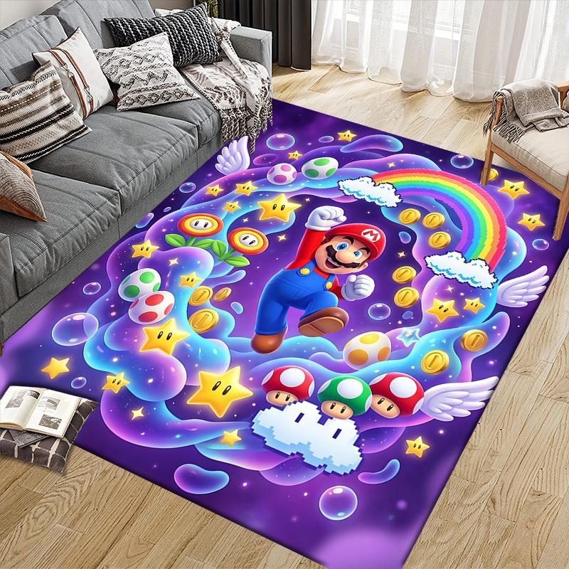 Mario Whimsical Area Rug, Mario Fan Soft Carpet, Great Gift.chl