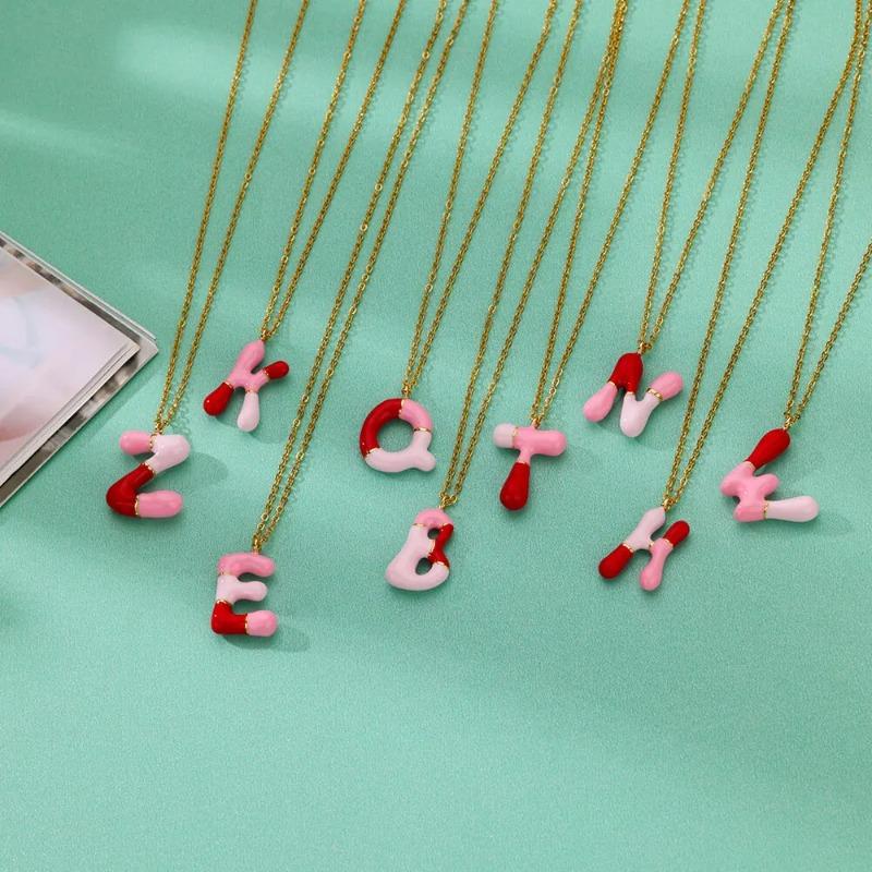 Necklace Women's Color Epoxy Bubble Sensing Dopamine Letter Pendant English Letter Necklace