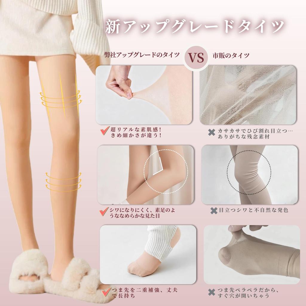 Falsche Strumpfhosen und Hüftformende Kompressionsstrümpfe Thermostrumpfhosen Warme Hautfarbe [Joiin Selects] Damen - Transparent/Fleecegefüttert/Dehnbar/Bein -