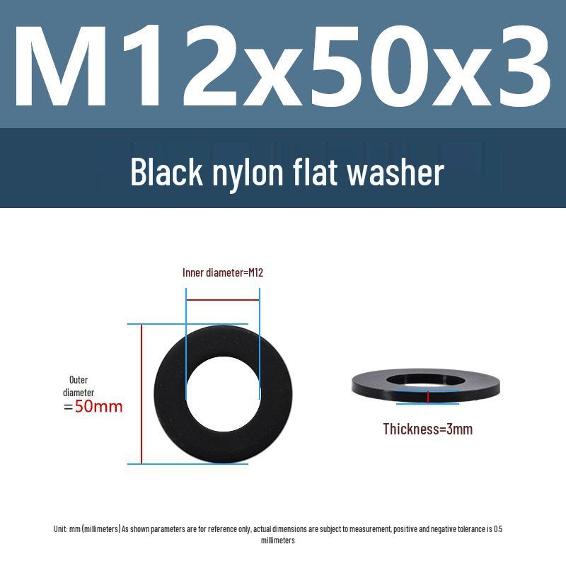 Yigu High-Temperature Insulated Black Nylon Flat Washer (M2, M3, M10, M16, M24)
