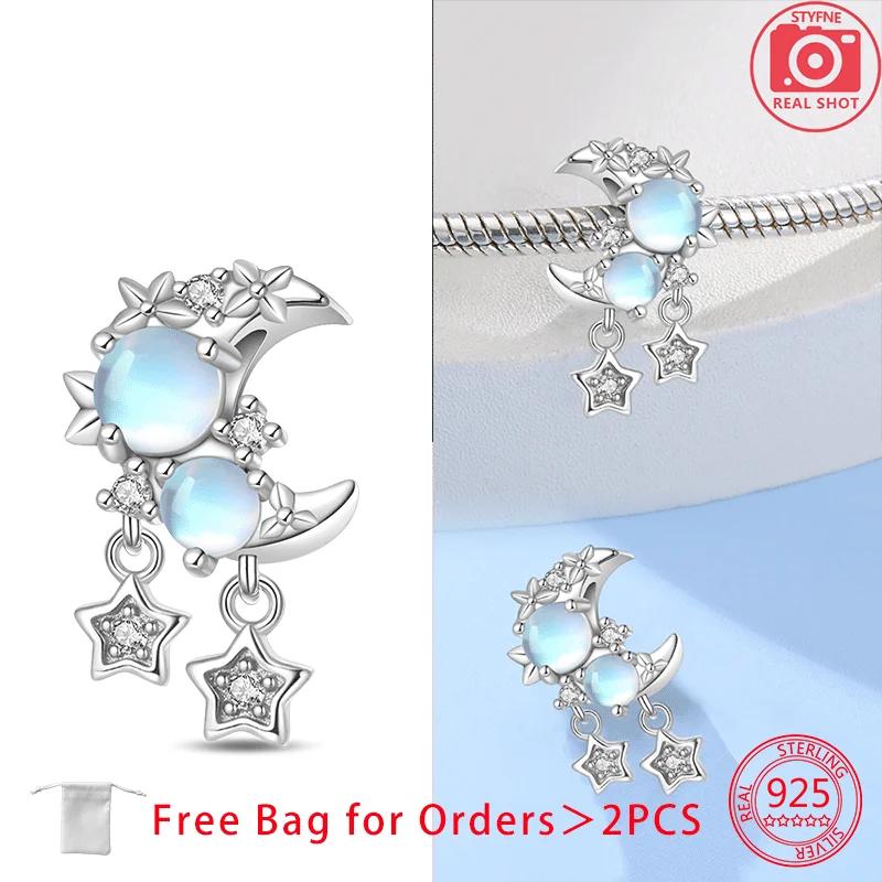 Zircon Moon Stars Planets Pendant Charm Bead Charms Bead Charms Compatible With Do It Yourself Women Copper Jewellery Authentic Bracelets Necklaces Fi