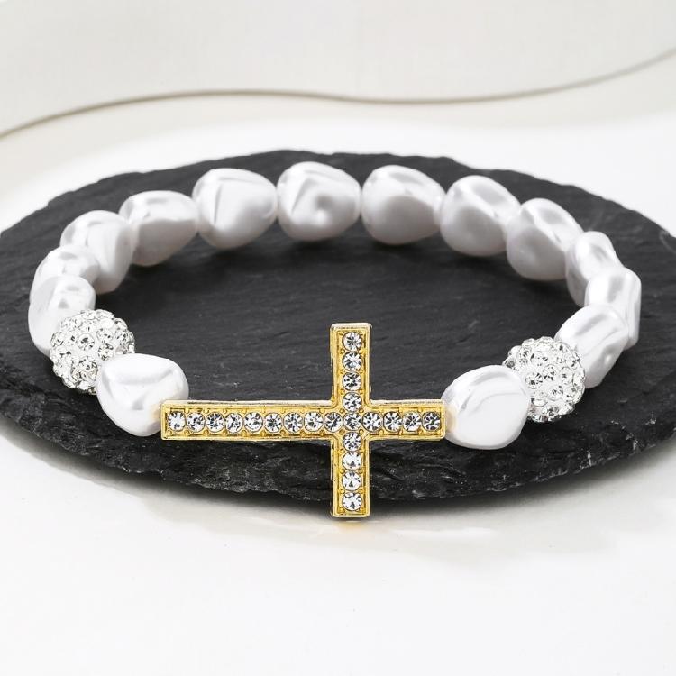 Expandable Wrist Jewelry with Intricate Religious Pendant and Alloy Construction Beaded Bracelet Suitable for Daily Styling