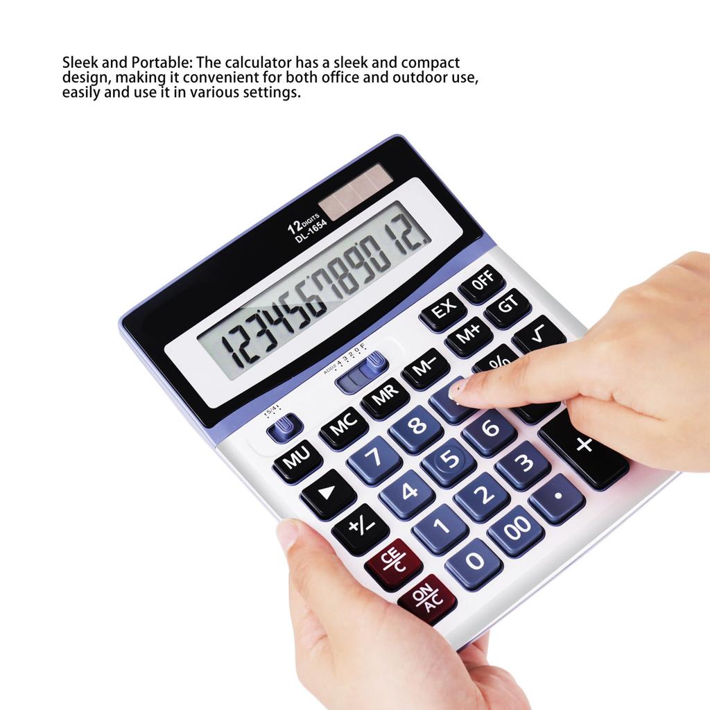 Dual Power Electronic Calculator Solar Powered Desktop Calculator 12 Digits Large Screen Calculators