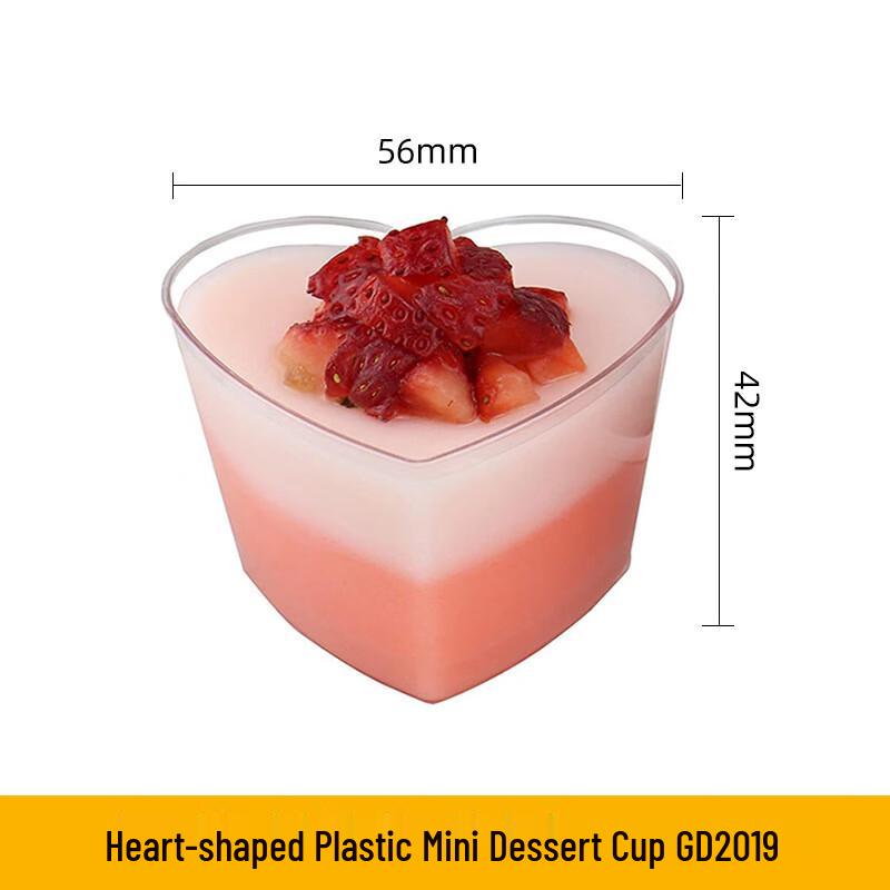 Pabei GD2019 70ML Mini Heart-Shaped Disposable Dessert Cups (100-Pack)