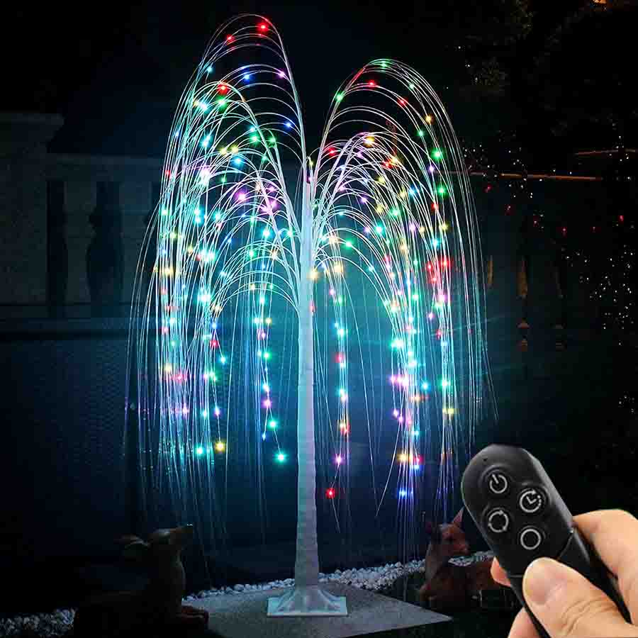 

1.5М 210 Светодиодная Подсветка Ива RGB Изменяемая Искусственная Подсветка Рождественская Елка С Пультом Праздничная Свадебная Волшебная Подсветка 1.2M 180LEDS