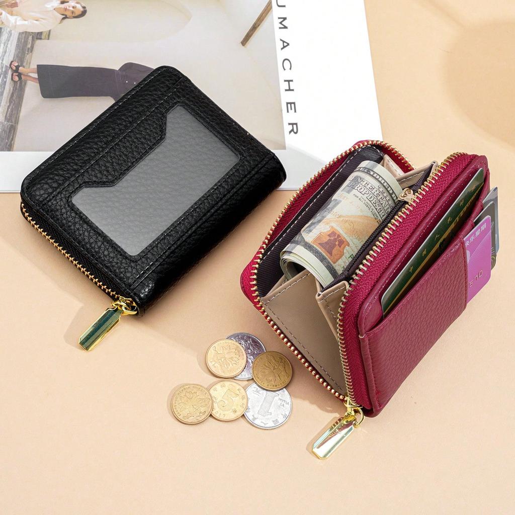 Wallet women's zipper simple Korean version short multiple card slots can hold driver's license coin wallet
