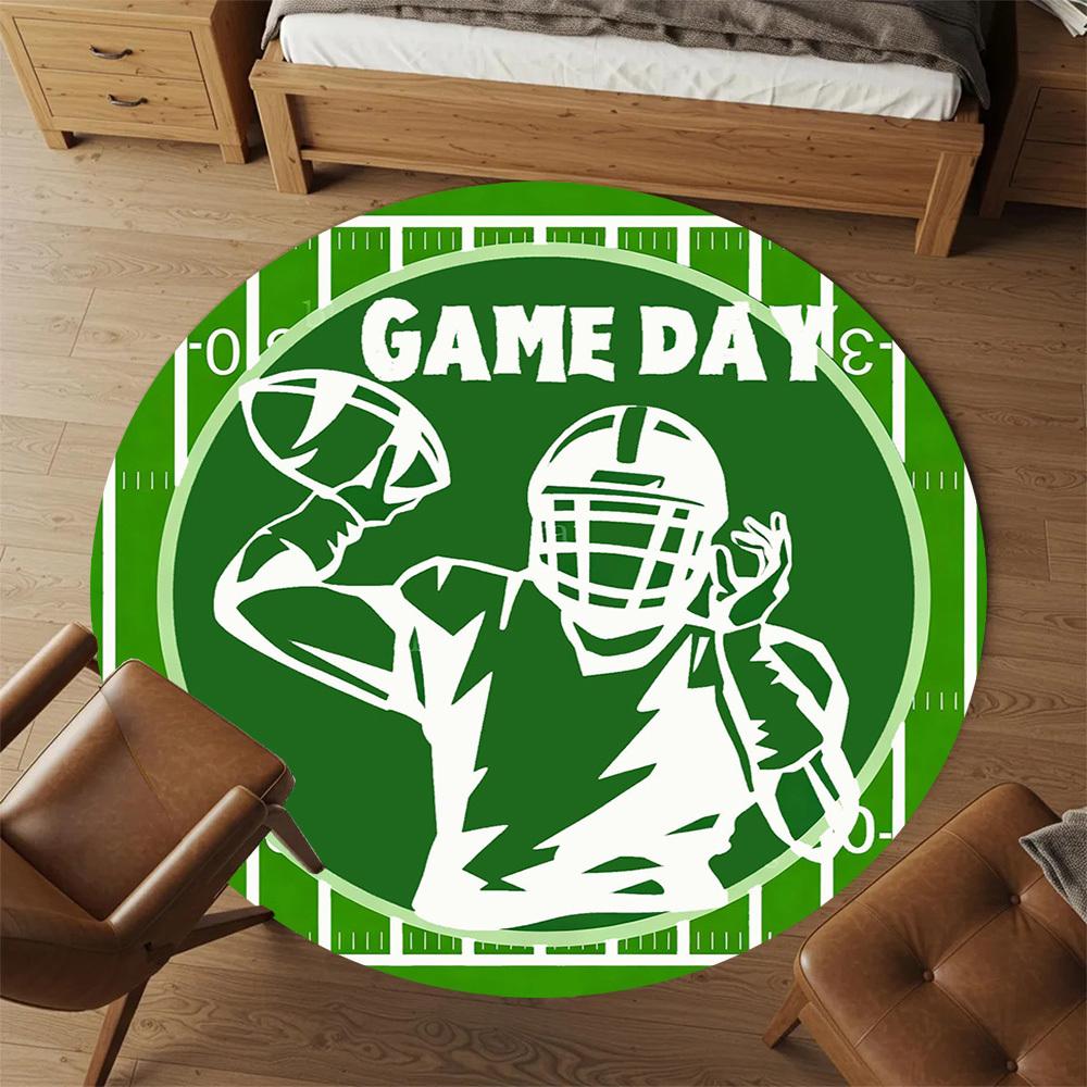 1pc Game Football Round Chair mat office Area Rug - Non-Slip, Floor Mat for Office, Bedroom, Ideal home decor gift c0112010