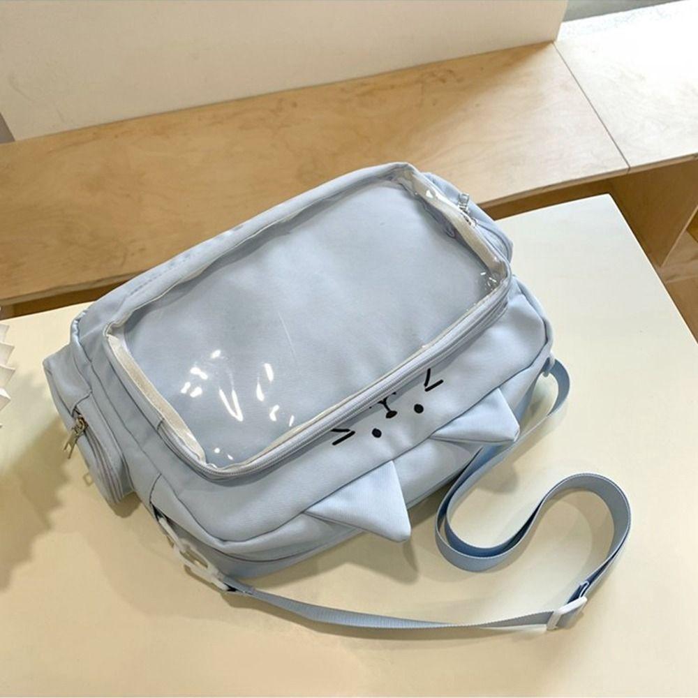 

Nylon Transparent Crossbody Bag Y2K Cat Itabag Multifunction Gift синий