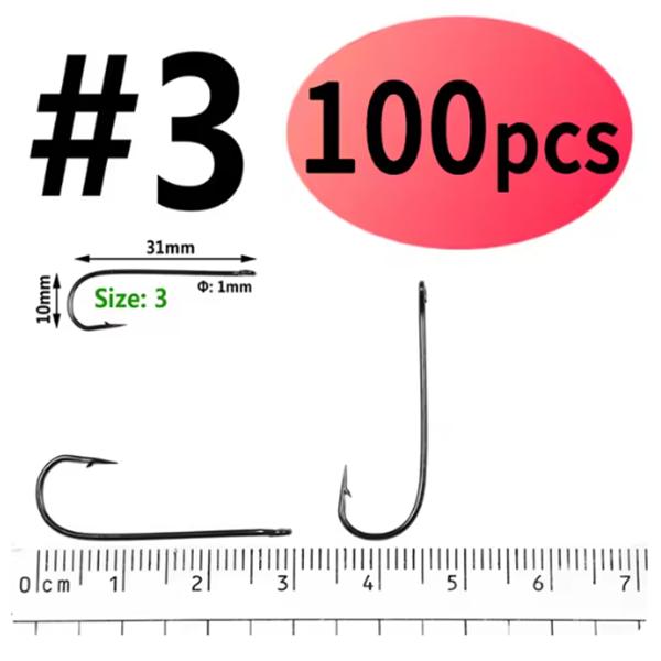 100pcs #16 - #4/0 Aberdeen Long Shank Fine Wire Fishhook Saltwater Freshwater Fishing Hooks Sabiki Rig Streamer Fly Hooks