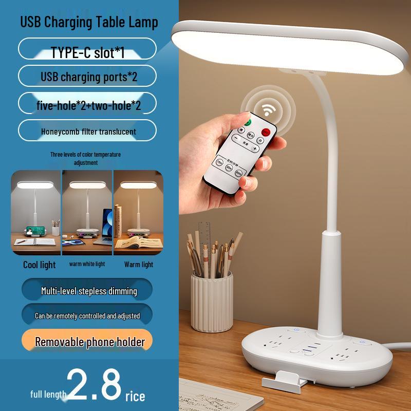 AA Grade LED Eye-Protection Desk Lamp with USB, Soft Light, Night Light, and Wireless Charging for Bedroom or Bedside