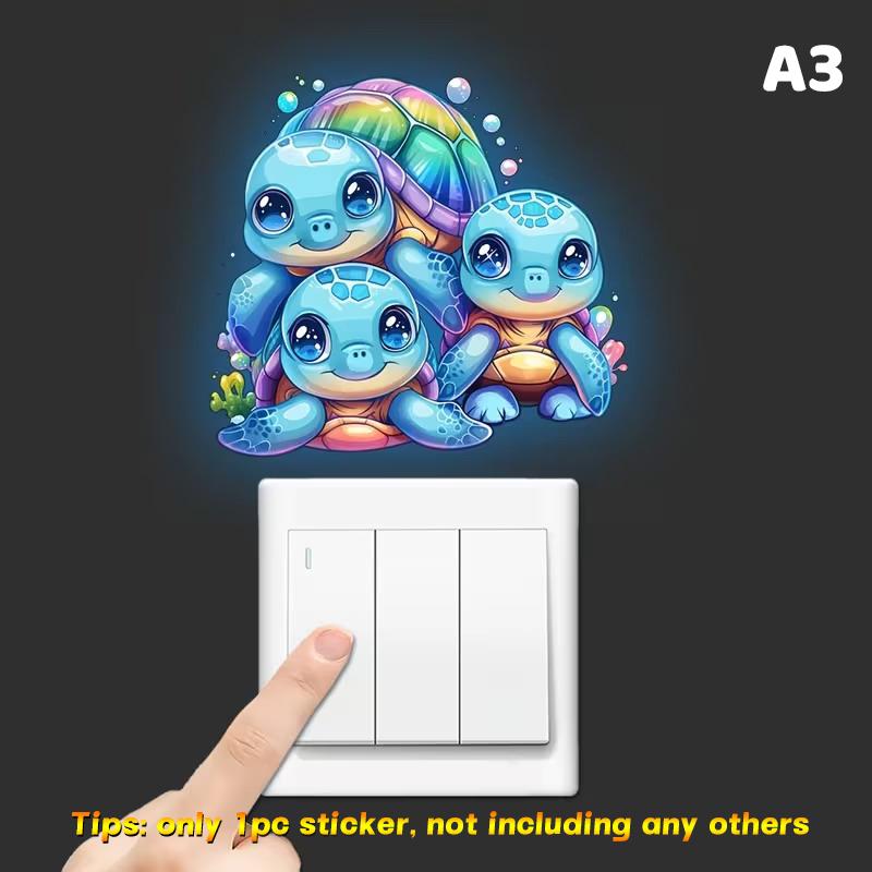 Glow-in-the-Dark Switch Stickers Penguins Elephants Design Self-Adhesive Removable Wall Stickers Suitable For Switches & Outlets