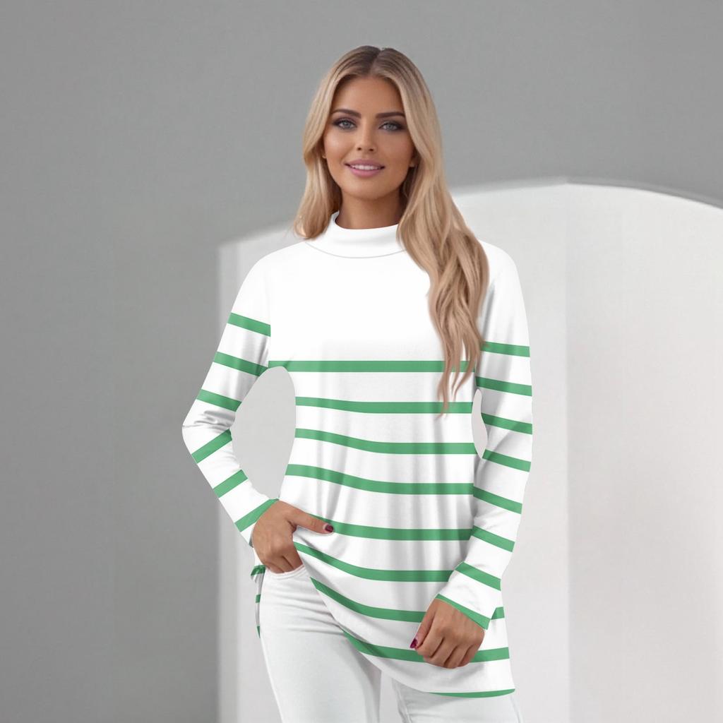 Women's Daily Casual Long Sleeve Mid Collar Top