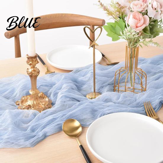 Rustic Gauze Table Runner Cheesecloth Runner 10FT Fabric Boho Wrinkled Decorative for Holiday Dinners Sheer Wedding Party Bridal Shower Long