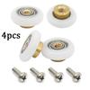 4Pcs Shower Room Pulley Bathroom Sliding Glass Door Wheels Nylon Copper Roller Replacement Shower Door Rollers Set