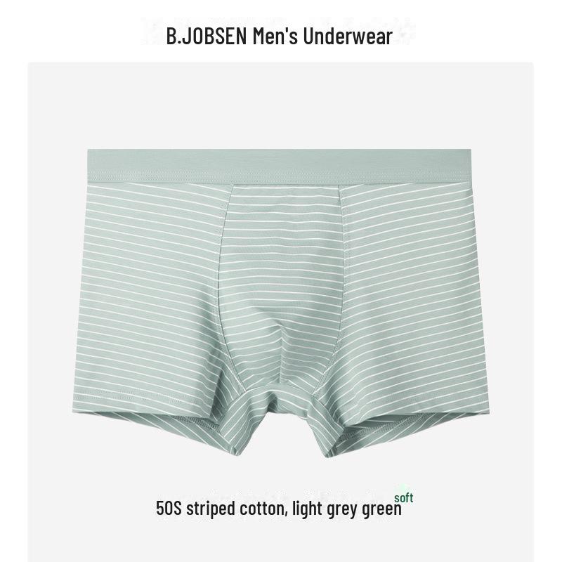 Men's Cotton Modal Boxer Briefs - Breathable Large Size, Striped Japanese Style for Autumn and Winter.
