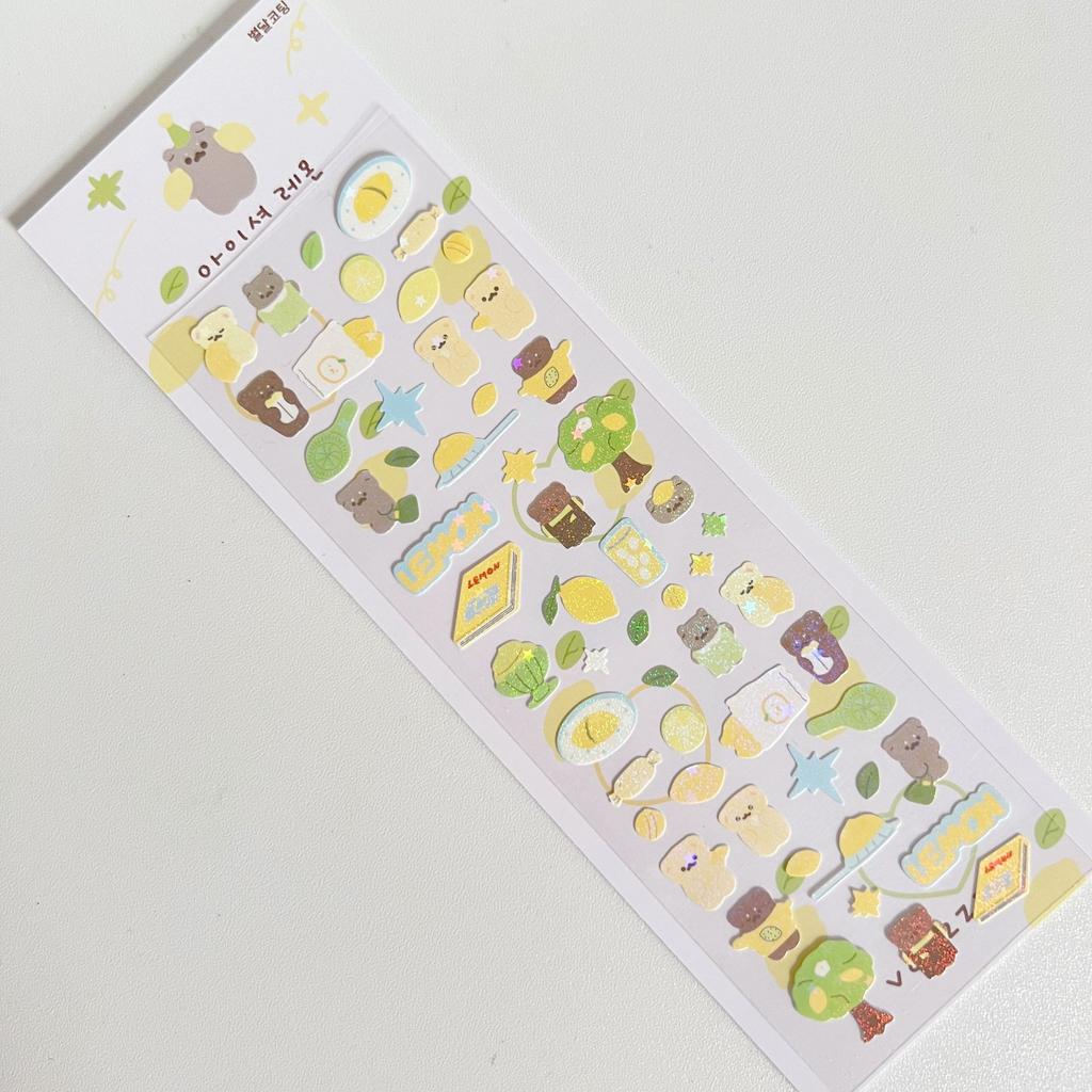 Korea Popular Cute Cartoon Bear Laser Stickers Girl Heart Cute Decoration Diy Material Goo Card Stickers