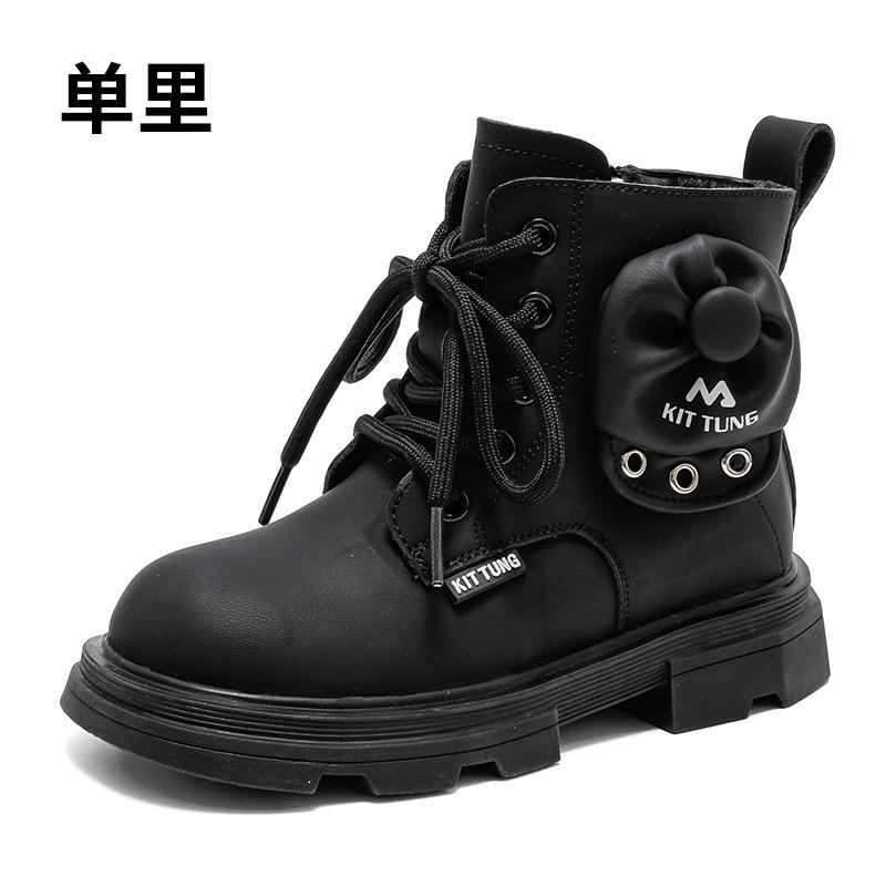 New children's leather boots,  velvet girls' boots