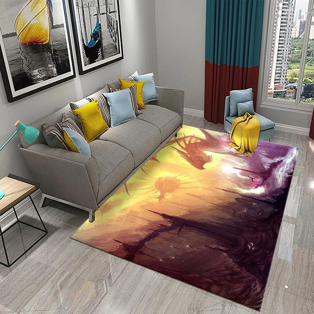 3D Colorful Dragon Pattern Carpet Kitchen Bathroom Living Room Kid Bedroom Entrance Non-slip Absorbent Fashion Home Decor Carpet