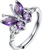 Butterfly Ring, Ladies' Adjustable Silver Birthstone Ring, Exquisite Butterfly Stackable Ring, Gift for Her