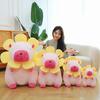 Adorable Pink And Brown Sunflower Capybara Plush Toy Soft Pillow For Kids And Girls