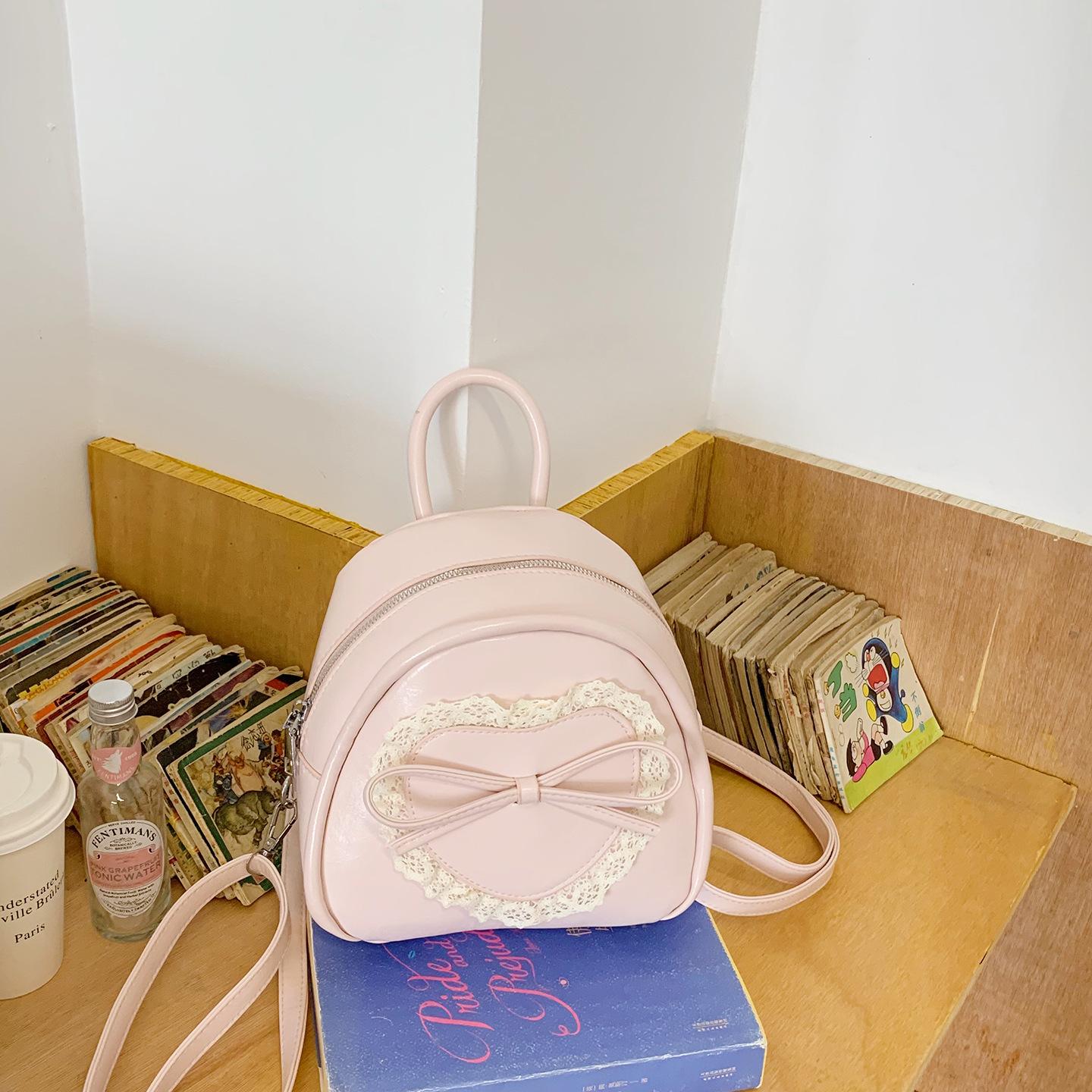 

Нишевый милый рюкзак женский новый модный универсальный рюкзак с кружевом любви в стиле колледжа розовый