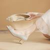 550-2 high heels women's 2025 spring new versatile Xiuhe wedding dress two wear crystal shoes pointed thick heel single shoes