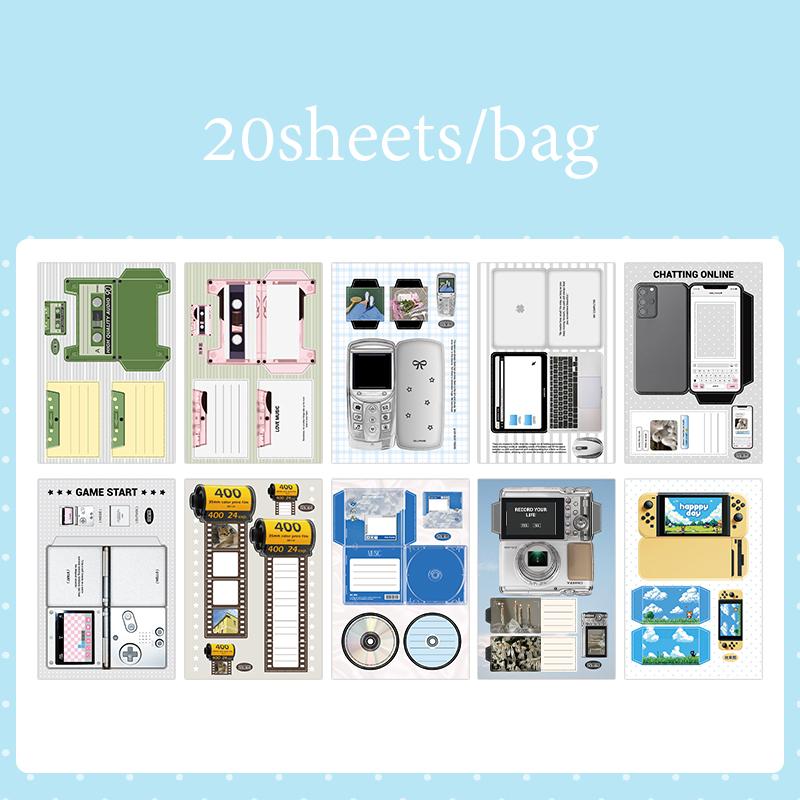 

20Sheets/bag can write sticky note creative snack dessert fruit daily patten necessities foldable note for message greeting card