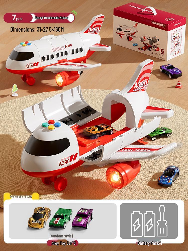Kids' Transforming Helicopter and Fire Truck Toy Set with Small Airplane and Car