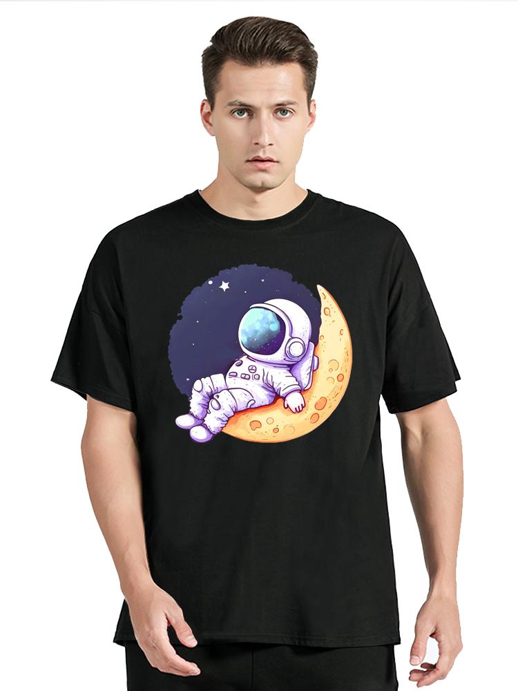 

Astronaut Funny Print T-shirt Summer Fashion Casual T Shirt Loose New Men s Clothes Hip Hop Oversized Tshirt Cotton O-neck Te... S разноцветный