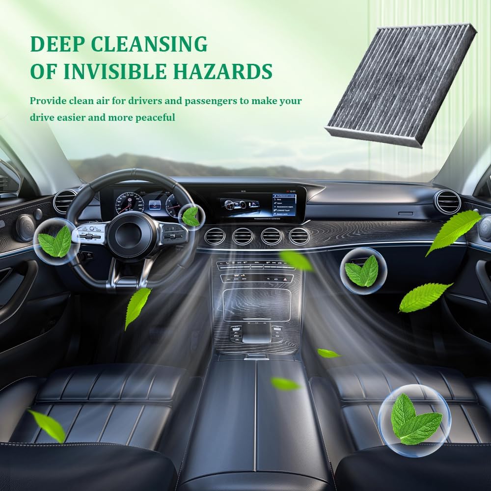 Cabin Air Filter With Activated Carbon, CP285 CF10285 Engine Air Filter, Automotive Interior Accessories AC & Heater Cabin Filter Replacement For