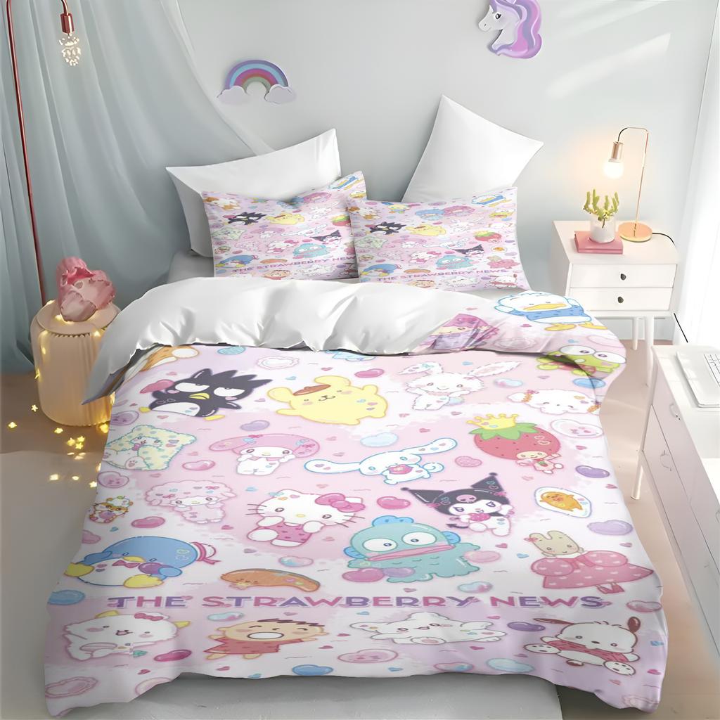 Cinnamoroll Duvet Cover Cartoon Hello Kitty Full Cute Children's Bedroom 100% Polyester Adult Gift 2/3pcs Bedding Set