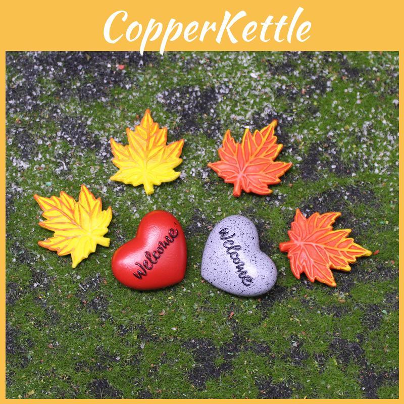 Welcome Garden Resin Ornament With Heart And Maple Leaf For Celebration Gift
