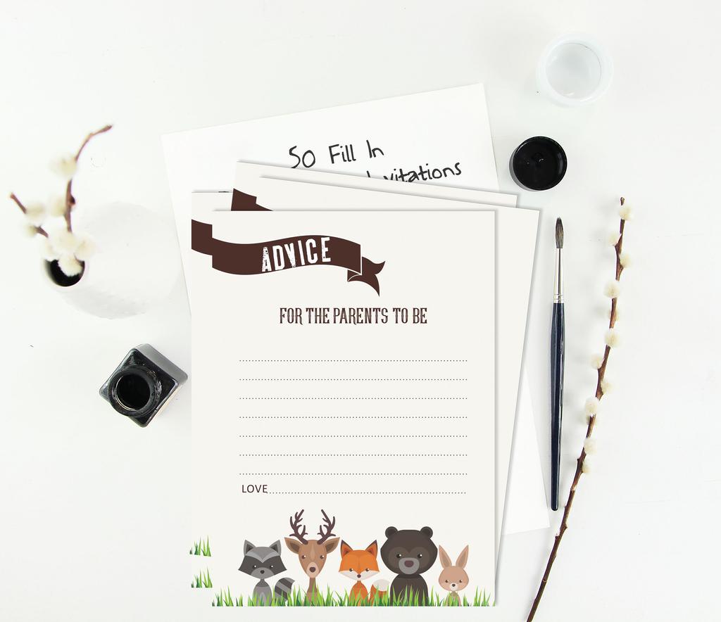 Inkdotpot 50A  Advice CardsA  For Baby Shower Game Gender Neutral Advice For New Mom & Dad Jungle Animals Boy Or GirlA  Party