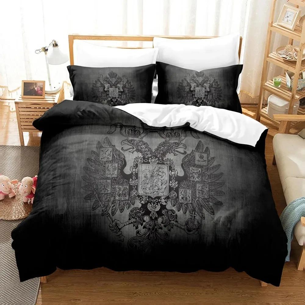 3D Print Russian Flag State Insignia Bedding Set Duvet Cover Bed Set Quilt Cover Pillowcase Comforter King Queen Size Boys Adult