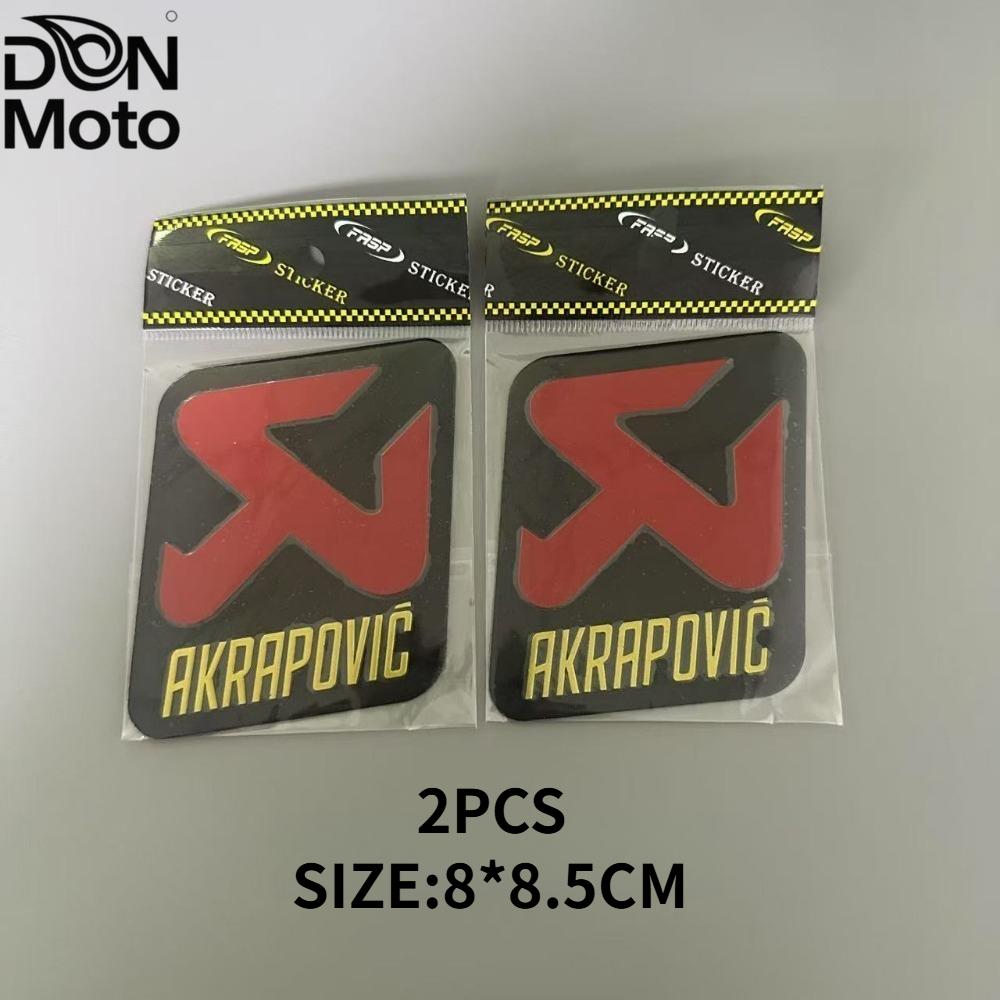 DON 2Pcs Motorcycle Sticker Decal Logo stickers for Akrapovic Exhaust Aluminum alloy waterproof fixation