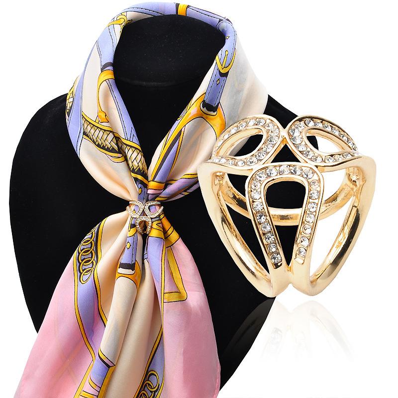 Crystal Scarf Silk Buckle Clip Women Jewelry