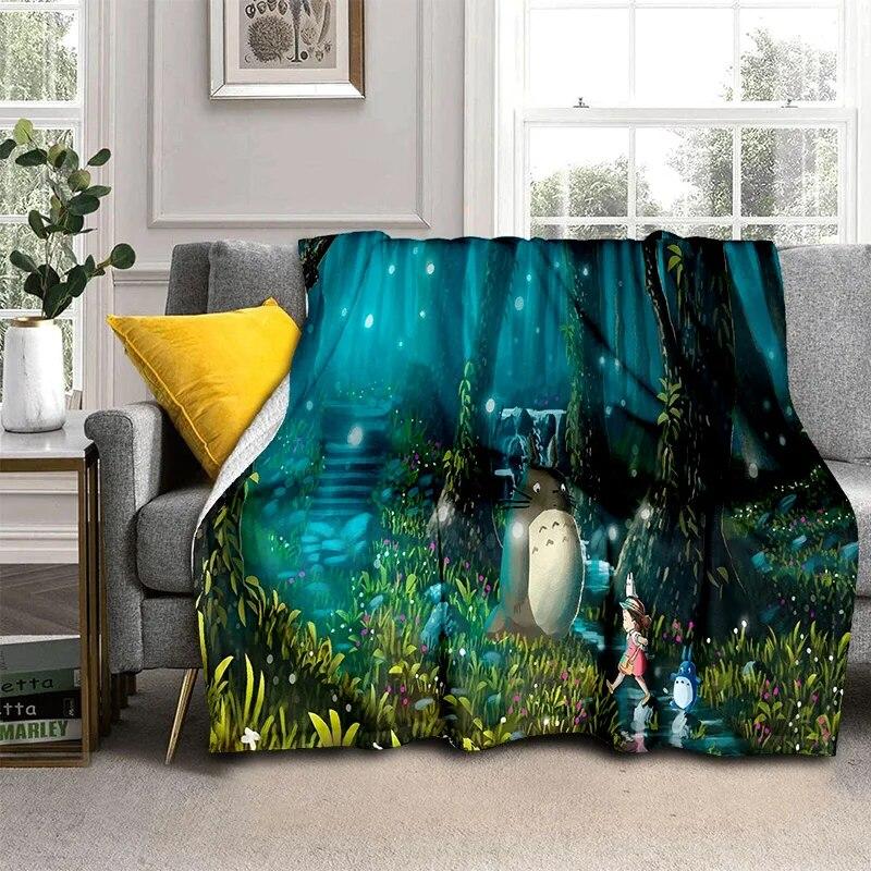My Neighbor T-Totoro Anime Cartoon Blanket,Soft Throw Blanket for Home Bedroom Bed Sofa Picnic Travel Office Cover Blanket Kids