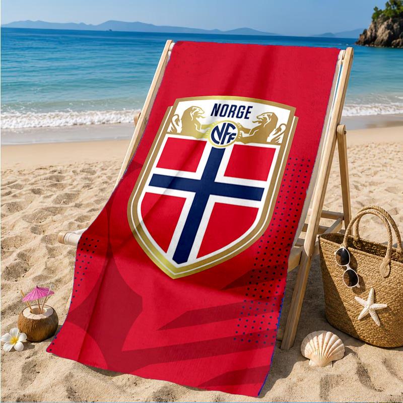 Norwegisches Fußballwappen Strandtuch, Schnelltrocknend, Pflegeleicht, Geeignet für Fitness und Strandurlaub, Sport-Essential