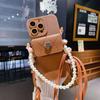 Crossbody Lanyard Hülle mit Kunstperlenarmband für iPhone 15 14 13 12 11 Pro Max X XS XR 7 8 Plus SE Kartenhalter Abdeckung