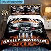 Harley-davidson Motorcycle Artwork 3PCS Bedding set,Ideal for 1pc Duvet Cover And 2pcs Pillowcases Perfect for Fan gift,Ideal for Bedroom, Dormitory