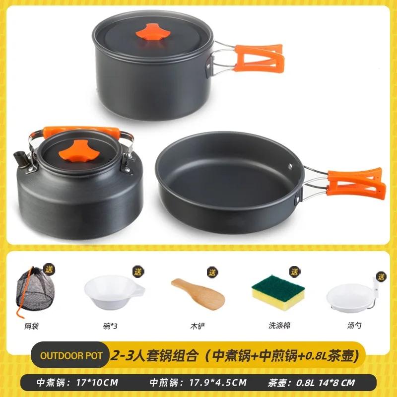 Outdoor Picknick Set Topf Kessel Bratpfanne Suppentopf Faltbare Aufbewahrung Kocher Aufbewahrungstasche Adapter Zubehör