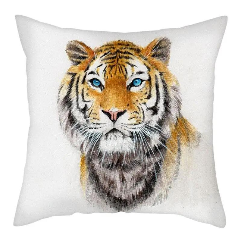 Tiger Lion Picture Pillow Case Animal Throw Cover For Home Bedroom Sofa Decorative Cushion